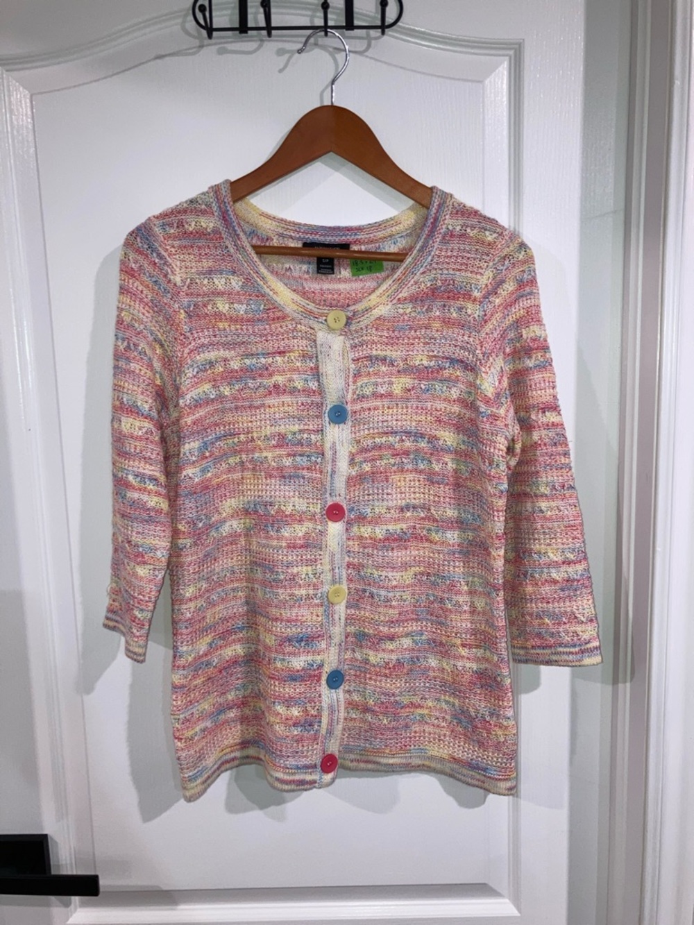 Alison Sheri Multicolor 3/4 Sleeve Button Up Cardigan - size S